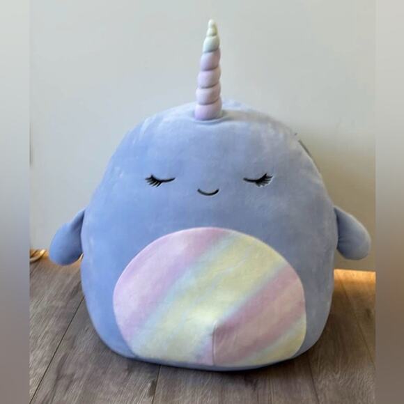 Squishmallows Other - Squishmallows Naomi 16” Narwhal RETIRED Plush NWT Rainbow Belly